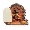Wooden Indoor Halloween Arched Door Plaque Two Layer Sign with Round Adhesive Mounts for Party Entry Accent Use