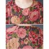 DIMANAF 2025 Summer Women Plus Size Vintage Long Dress Short Sleeve Casual Basic Floral Printing Loose Dress