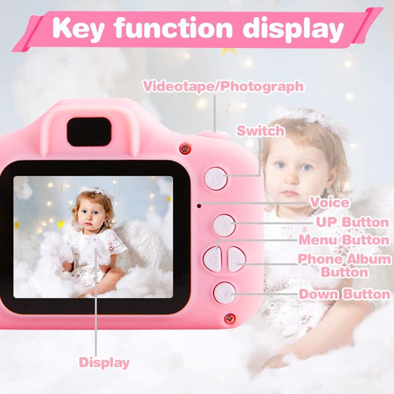 Kids Selfie Camera Camcorder 2.0 Inch IPS Screen with 32GB Card HD Digital Video Camera for Kids Birthday Gift