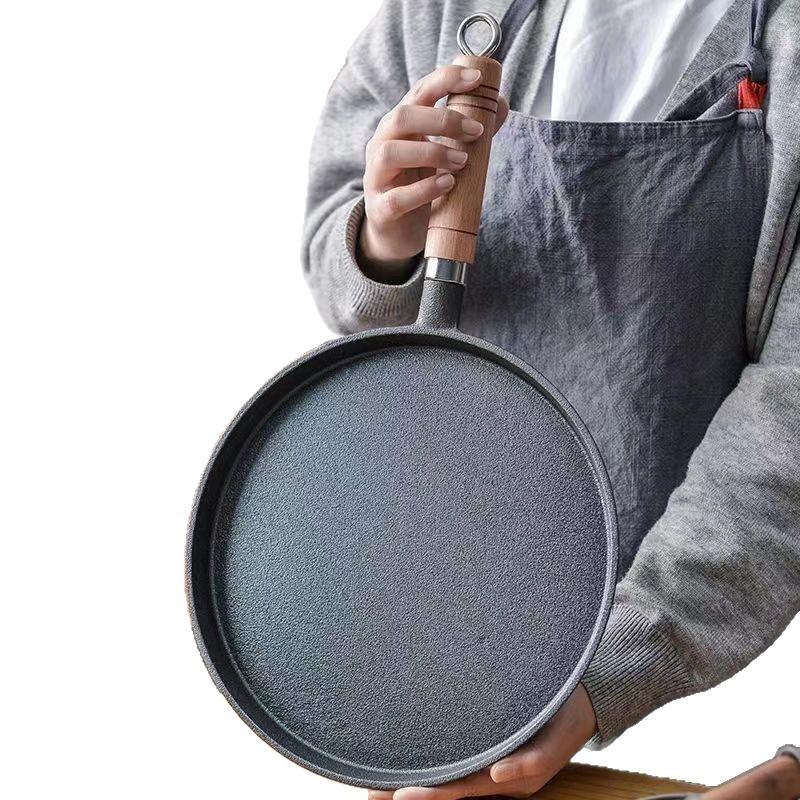 Aozizi Non-Stick Cast Iron Pancake Pan - Thickened Flat-Bottom Household Frying Plate
