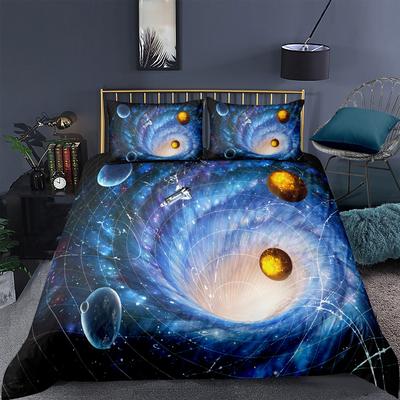 Starry Sky Galaxy Duvet Cover Outer Space Bedding Set For Boys Girls Teen Cosmos Solar System Planet Comforter Cover
