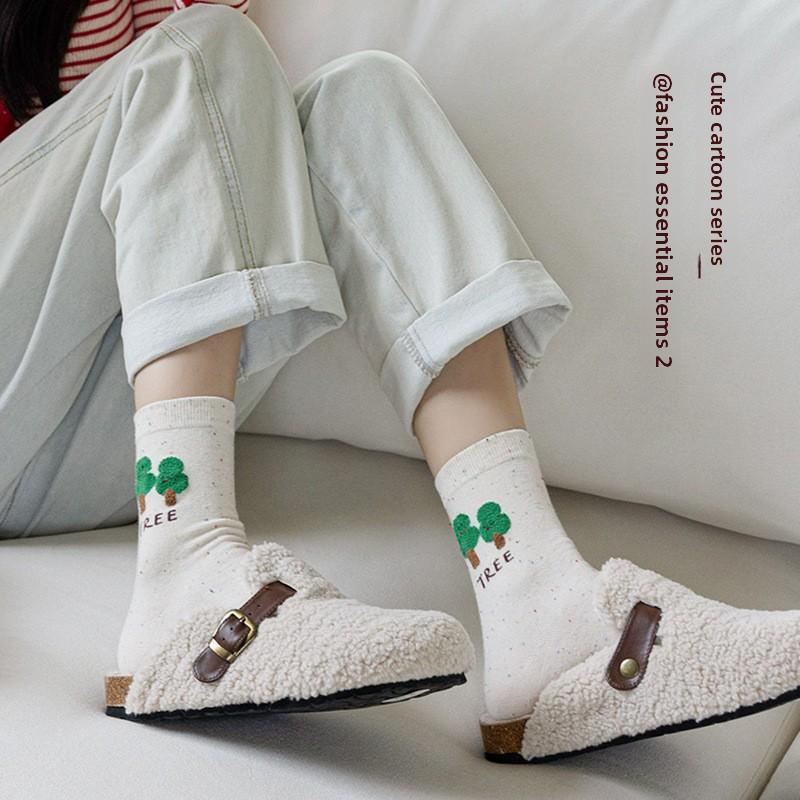 5 Pairs of Female Cute Cartoon Doodles All Go Boneless Yuezi Tube Socks