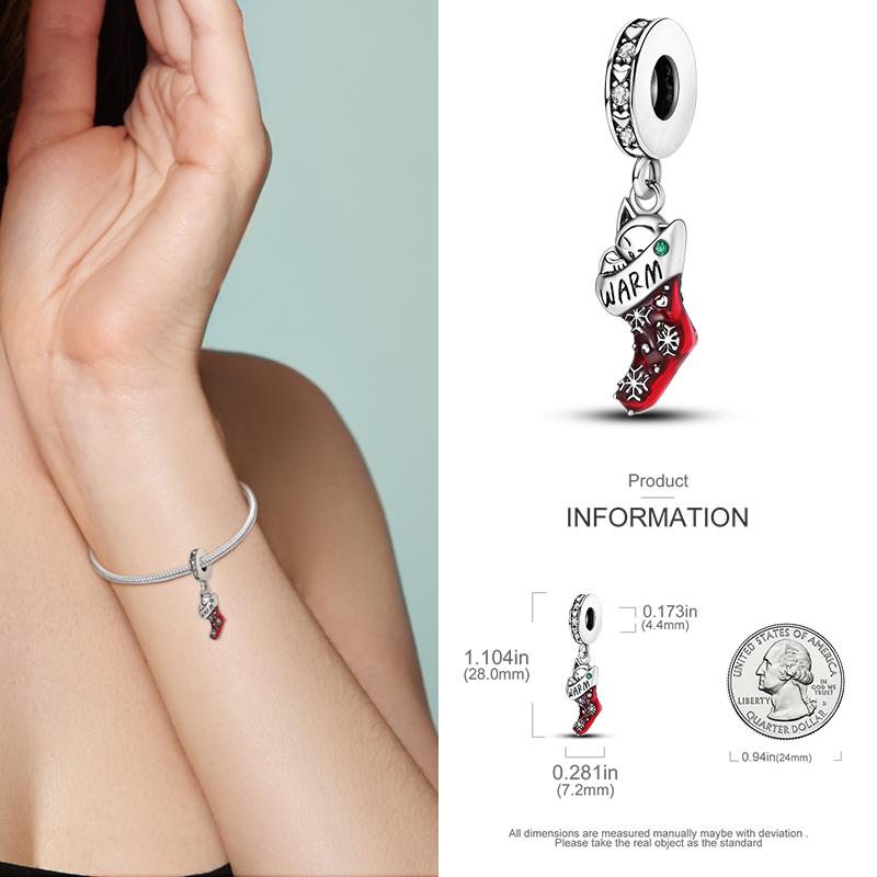 Copper Christmas Charm Beads Fit Original Bracelet Dangle Women Diy Jewelry Christmas Gifts