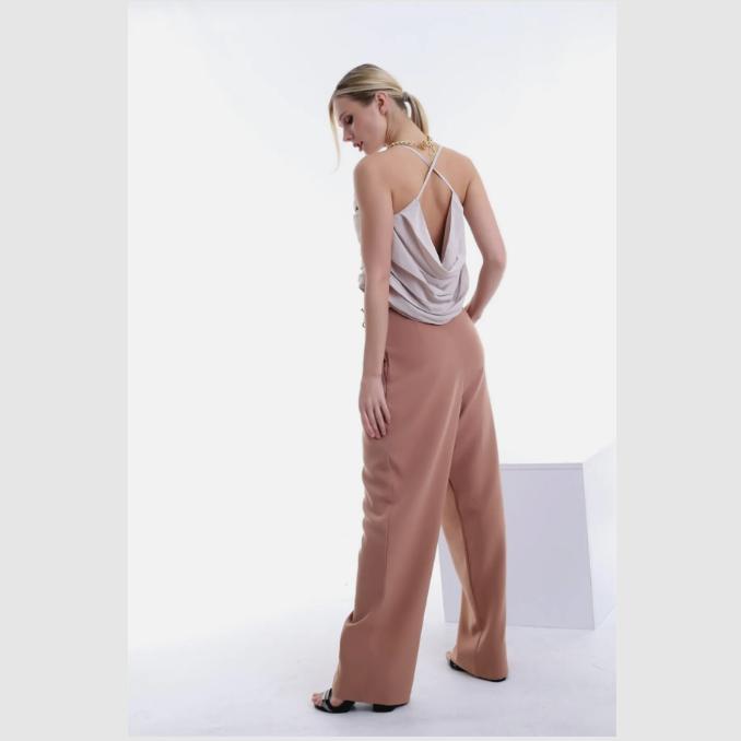 Pohodlné a stylové kalhoty s vysokým pasem, plisované široké nohavice