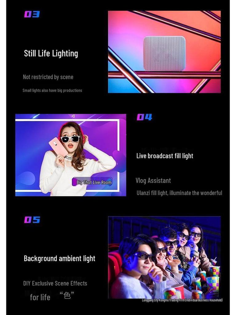 2025 VL49RGB Mini Pocket Full Color Fill Light for Mobile Photography