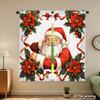Piece Set High Definition Digital Printed Curtainschristmassantaredhollyflowersribbonhome Decoration Style Curtains Made Of Polyester