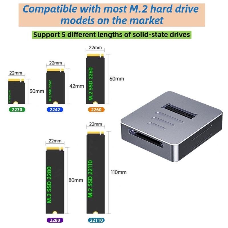10Gbps M2 NVMe SSD Enclosure Externí M.2 NVMe SSD Pevný Disk Hliníkové Pouzdro NVMe PCIe Externí Box Pro M.2 SSD Dokovací Stanice Podporuje SD 2.0 Kartu