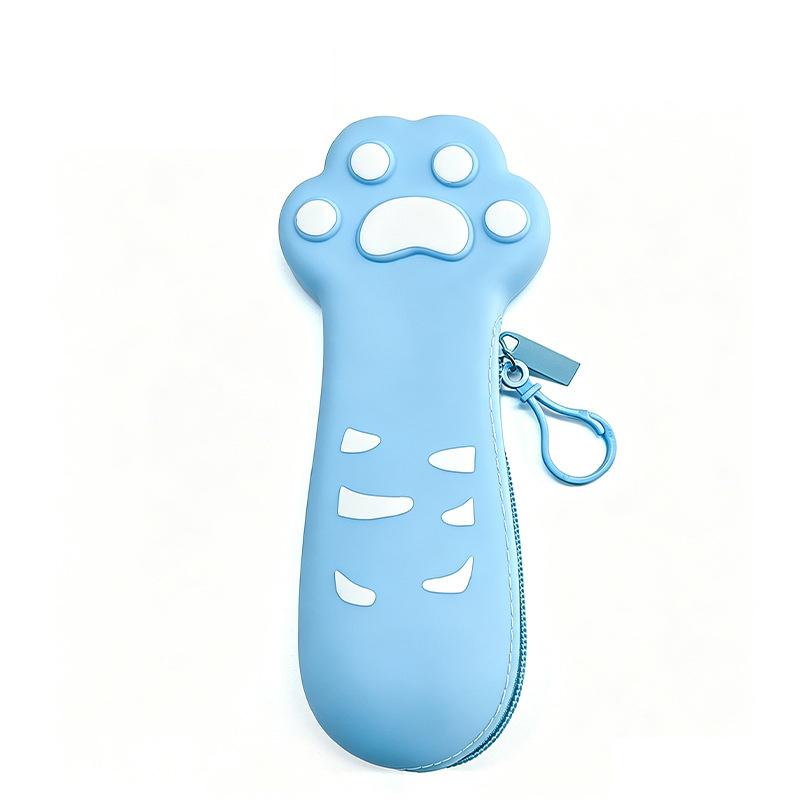 1Pcs Silicone Cat Paw Pencil Case Cute Easy to Clean Stationery Bag for School Students Kids Girls Boys