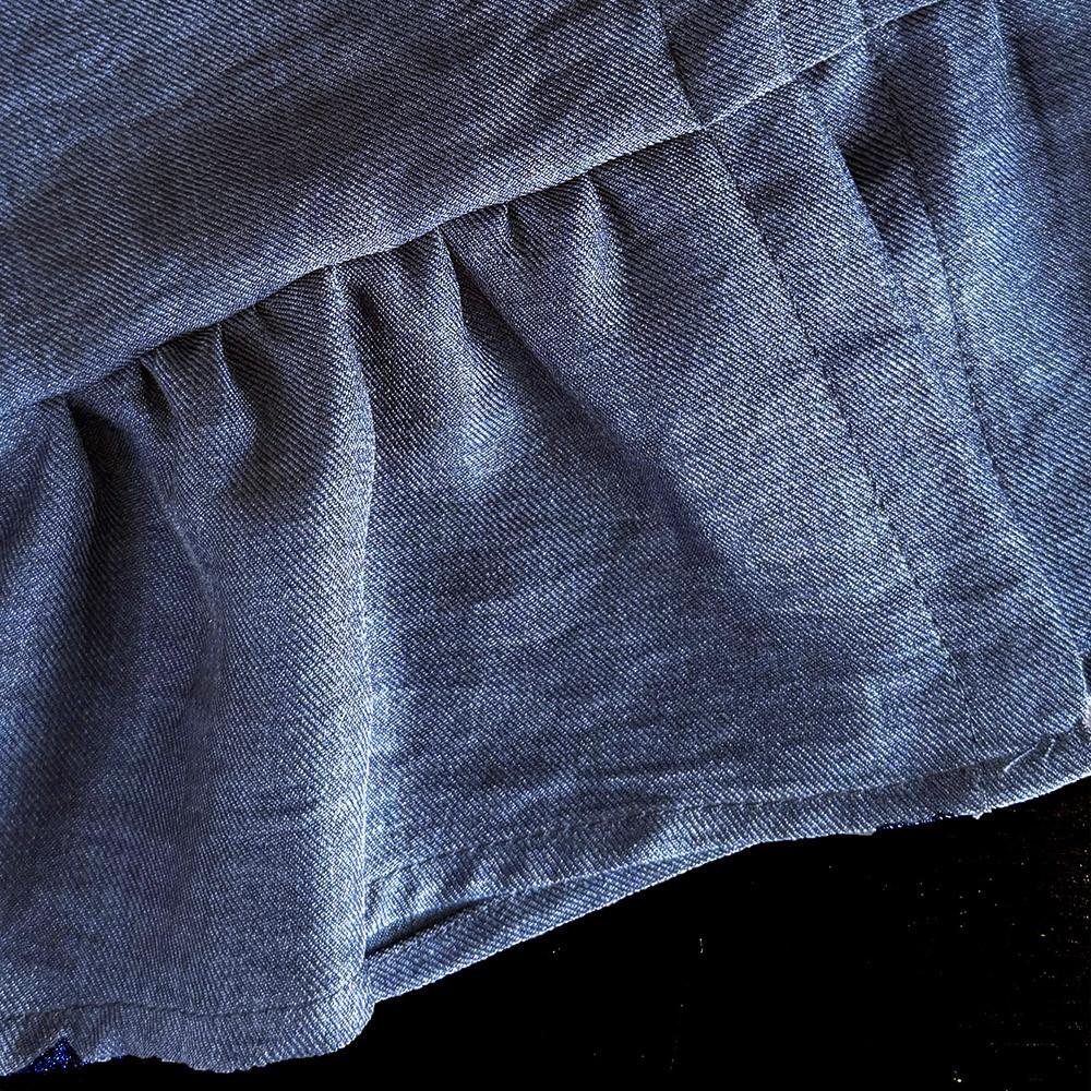 Korean Version Kids Clothes Girls Blue Imitation Denim Suit Summer Sleeveless Wide Leg Pants Two Piece Set