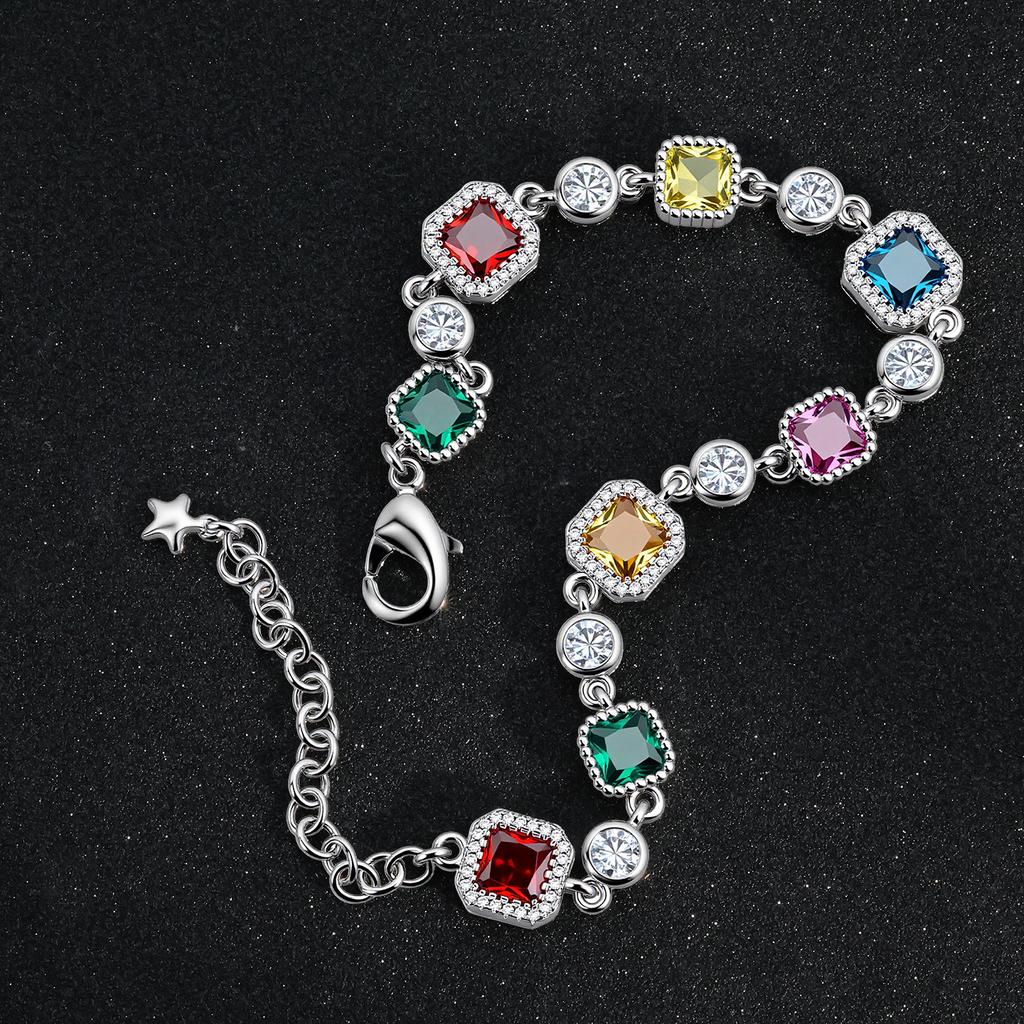 European and American Light Luxury Color Zircon Bracelet Women's Fashion Geometric Diamond-encrusted Dopamine Jewelry Trend Jewelry 2026