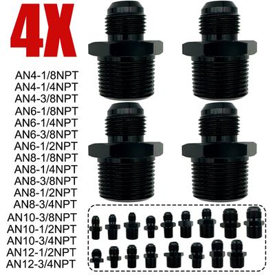 4X AN4 AN6 AN8 AN10 AN12- 1/4NPT 1/8NPT 3/8NPT 3/4 NPT Außengewinde Gerade Adapter Bördelverschraubung Auto Kraftstoffschlauch Ölkühlungsleitung