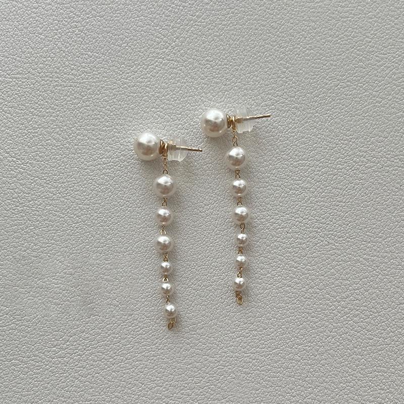 

Женские французские ретро-серьги с кисточками из легкого жемчуга класса люкс — элегантные, высококачественные, универсальные модные украшения