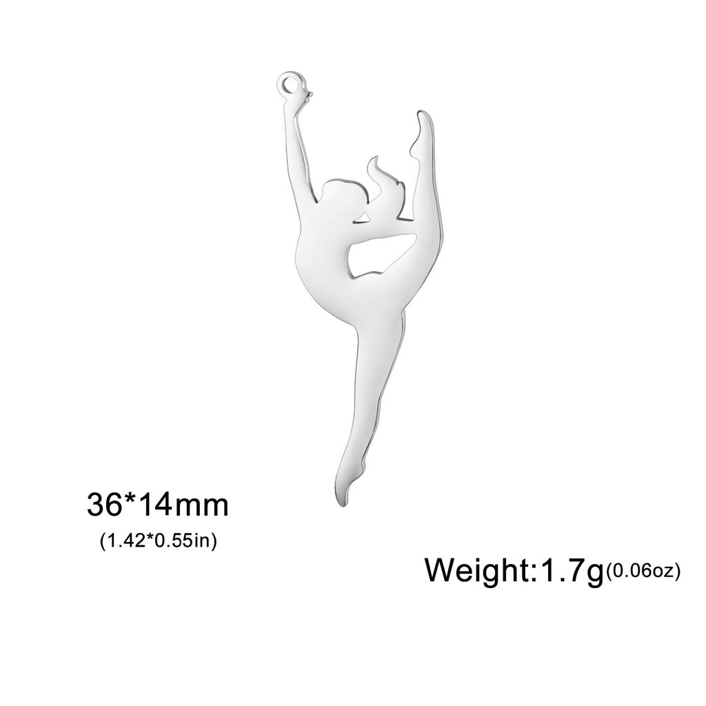 Teamer 5pcs/lot DIY Gymnast Sporter Charms Stainless Steel Gymnastics Dancer for Necklcae Bracelets Keychain Jewelry Making Gift