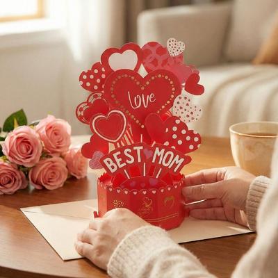 Romantic 3D Award Cup Greeting Cards with Envelope Stereo Love Postcard  Festival Decoration