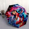 Lilo Stitch Fully automatic themed umbrella   8 ribs durable iron frame, tri fold compact design, perfect as a gift, travel umbrella, unisex