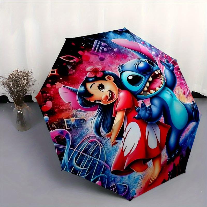 Lilo Stitch Fully automatic themed umbrella   8 ribs durable iron frame, tri fold compact design, perfect as a gift, travel umbrella, unisex