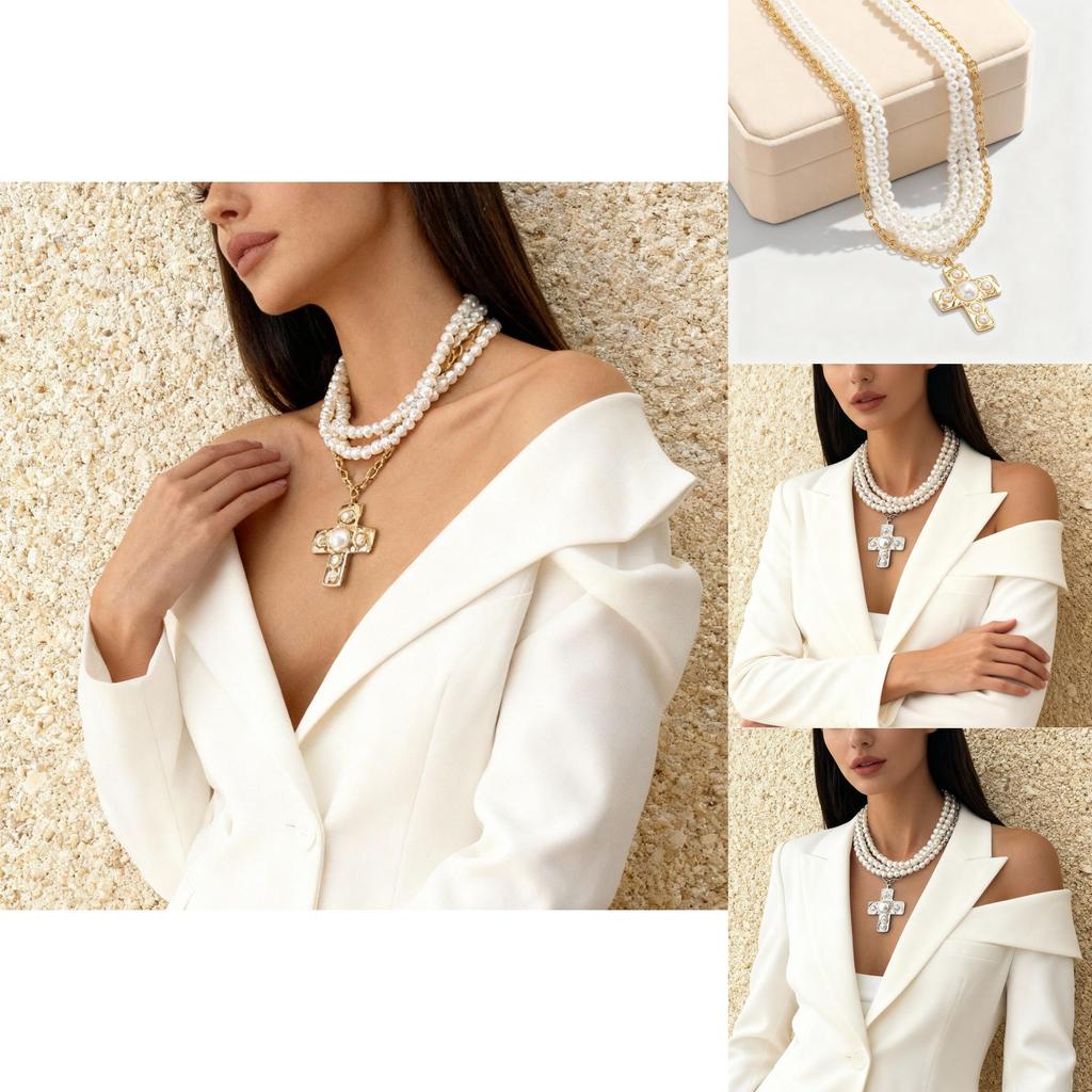 Punk Girl Cross Pendant Necklace With Geometric Alloy Design For Fashion Daily Wear