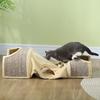 Cat Tunnel with 3 Openings, Plush, Sisal Scratching Rope, 107x38x29 cm, Beige/Grey