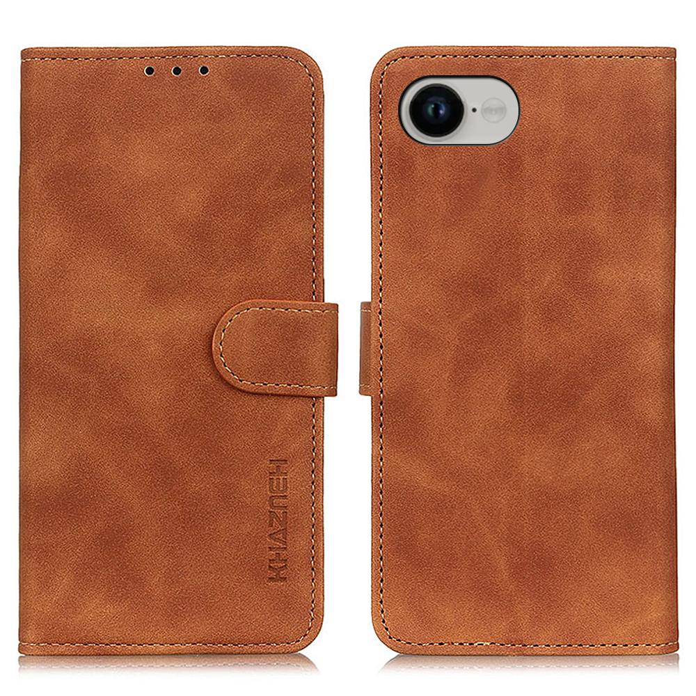 

KHAZNEH For iPhone 16e Case PU Leather Retro Texture Phone Cover D