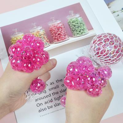 1Pc Pink Star Mesh Squeeze Ball, 3D Squishy Stress Relief Sensory Toy for Adults & Kids
