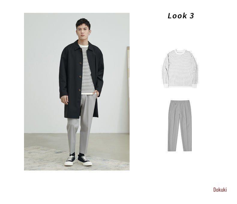 Men's Khaki Mid-Length Cityboy Trench Coat for Larger Sizes