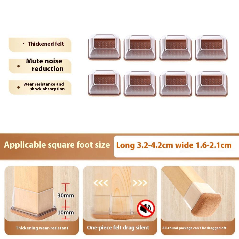 8Pcs Chair Leg Covers for Medium Rectangular Furniture Feet Pads Noise Reducing Anti-Slip Floor Mat for Home