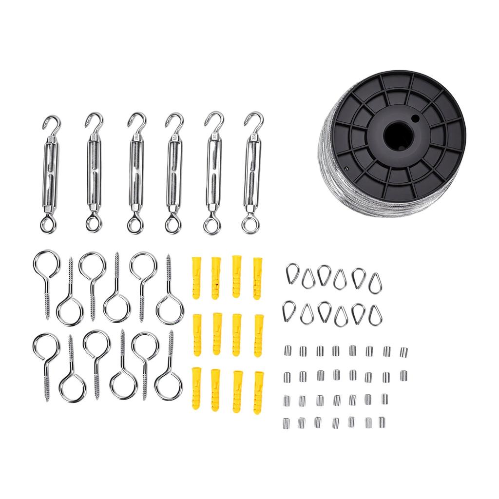 Wire Rope Kit 100m 2mm PVC Coated 304 Stainless Steel Wire Rope Cable with Turnbuckles for Climbing Plants Hanging