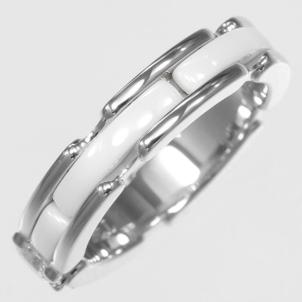 Chanel Anel Ultra Pequeno Ouro Branco K18/diamante/cerâmica #4.1(Tamanho dos EUA) 4,74g Feminino Usado