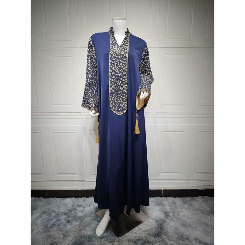 New Arrival Middle East Dubai Robe Embroider Stitching Tassel Dress Embroidered Fringe Dress