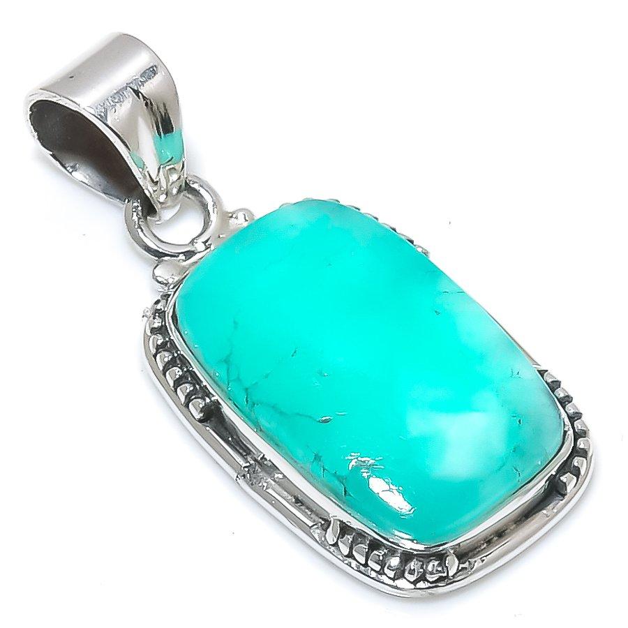 Natural Chrysoprase Gemstone 925 Solid Sterling Silver Gift Pendant 1.50" f4U30
