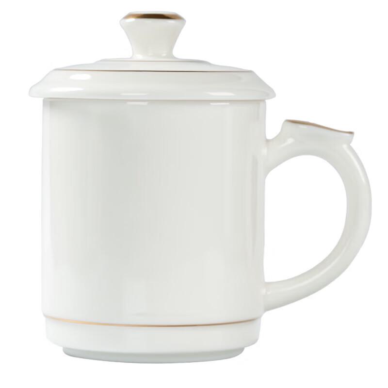 Dehua White Porcelain Mutton Fat Jade Ceramic Teacup with Lid