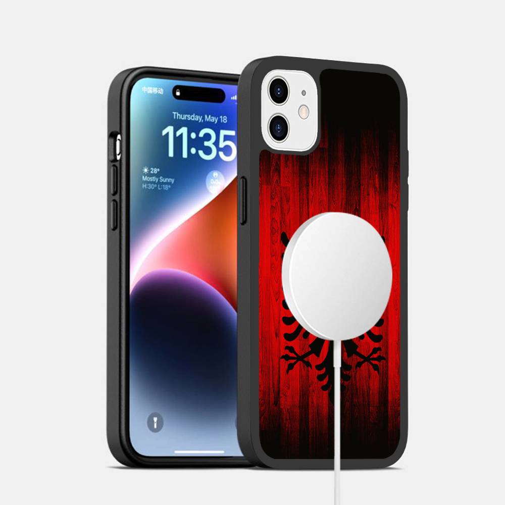 Funny Albania Albanians Flag Magnetic Wireless Phone Case For iPhone 17 16 15 14 Plus 13 12 11 Pro Max