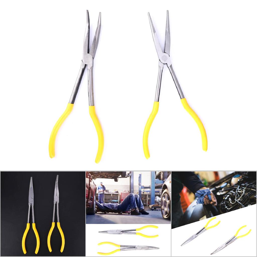 2Pcs 11in Long Nose Pliers Carbon Steel 45 Degrees Bending Workshop Equipment Hand Tool