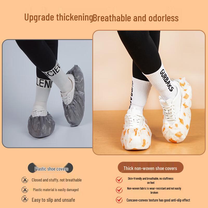 Washable Wear-resistant Adult Cartoon Shoe Covers, Disposable Non-woven Fabric, Thickened for Indoor Use.