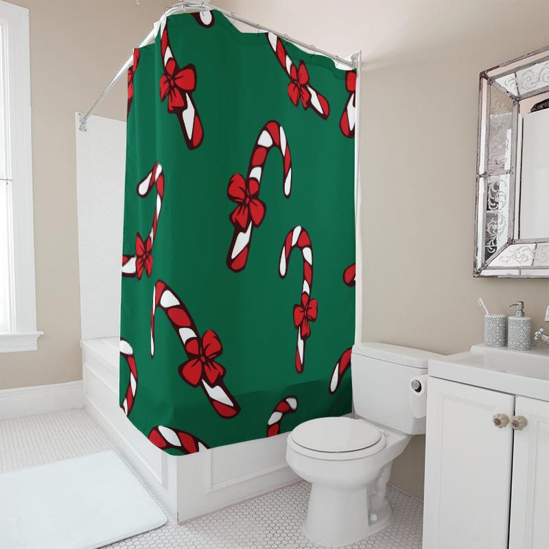 TU Christmas Shower Curtain Festive Holiday Decor Holiday Bathroom Set Merry Christmas Pattern Waterproof Fabric Backdrop