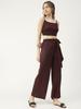 Moomaya Printed Summer Coord Set, 2 Pcs Set Crop Top with Palazzo Women