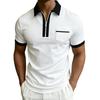 Men Polo Shirt Short Sleeve Zip Front Collar Pocket Design Slim Fit Casual Top for Everyday Wear