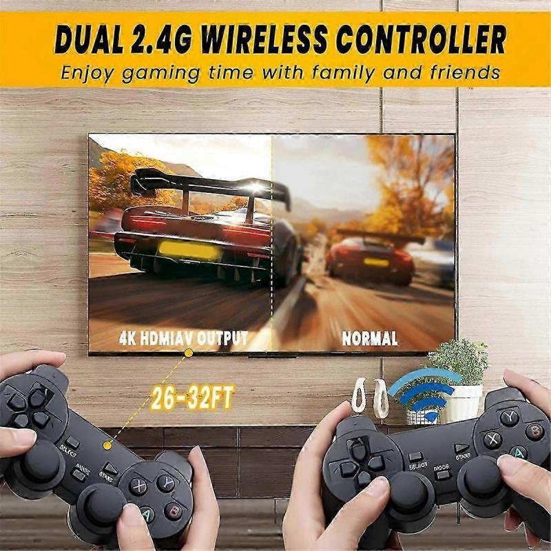 20000+ Games 4K Wireless Retro Game Console , Plug and Play Video Game Stick with 2.4G Wireless Controllers(64G)