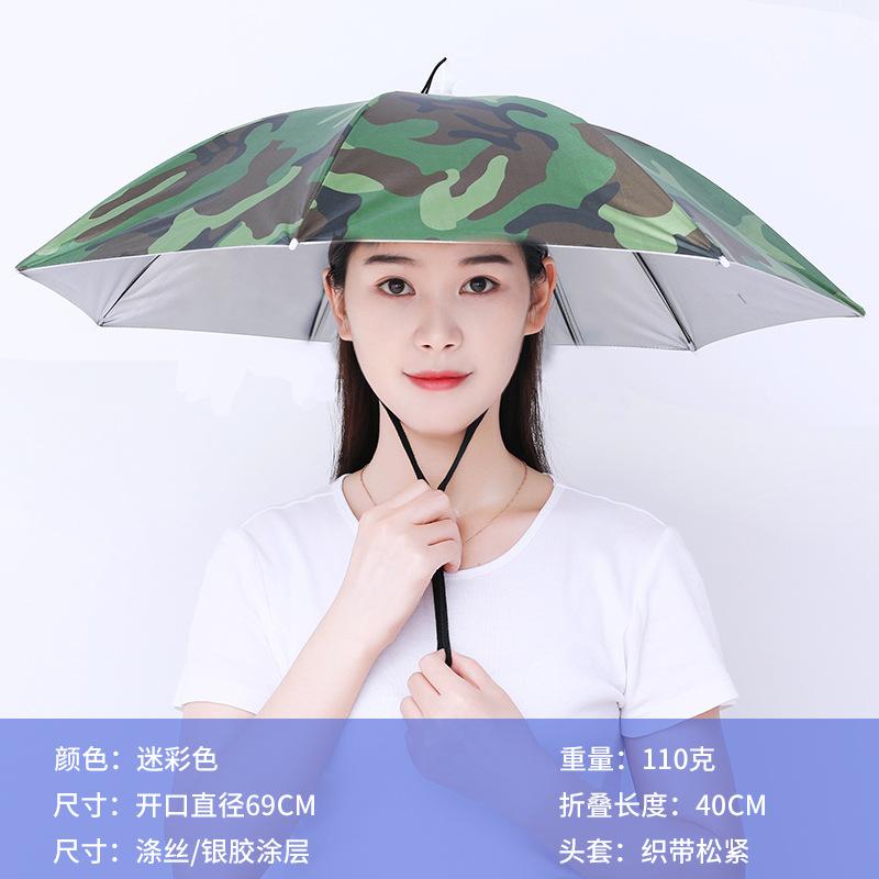 Hands Free Headwear Umbrella Hat Adjustable Strap Lightweight Portable 69cm Diameter Outdoor Protection Sun Rain Shield