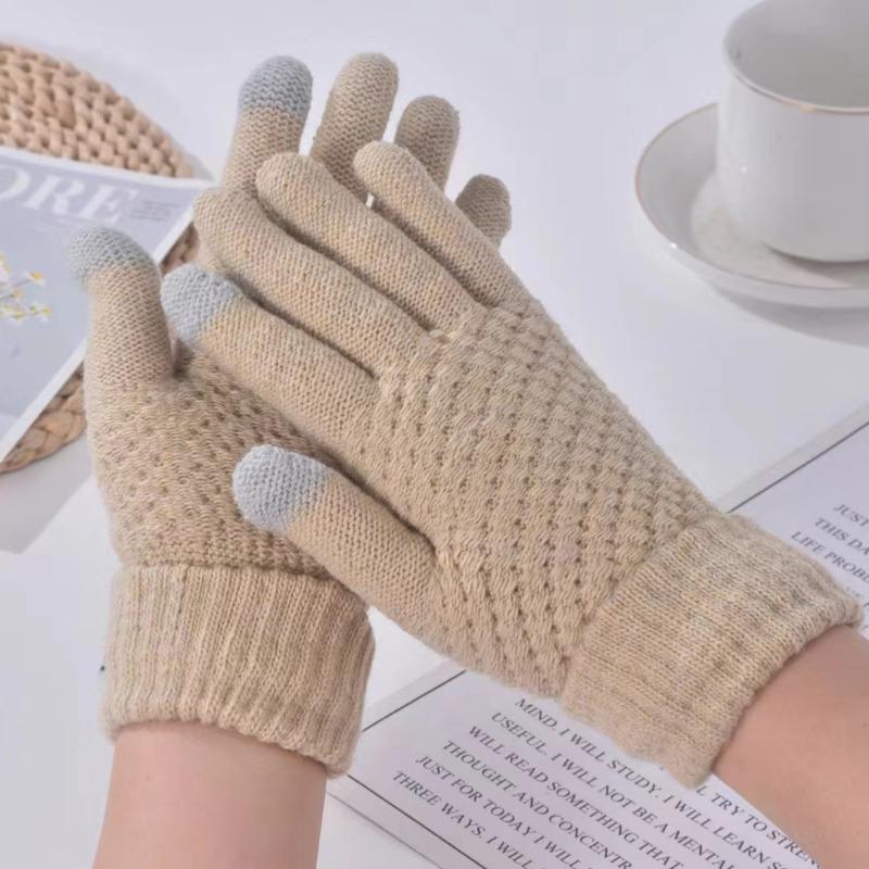 Knitted jacquard pineapple gloves design thickened warm finger men's and women's non-slip couple gloves