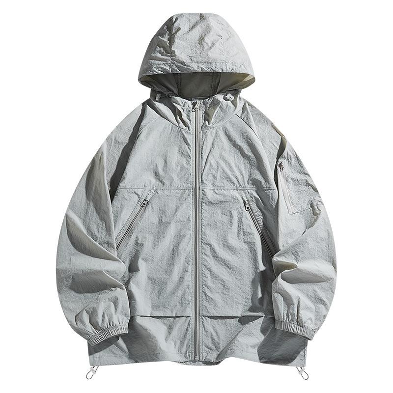 Summer Thin Sunscreen Clothing Men's Hooded Casual Loose Skin Clothing UV Protection Sunscreen Clothing Men's Jacket Sunshade