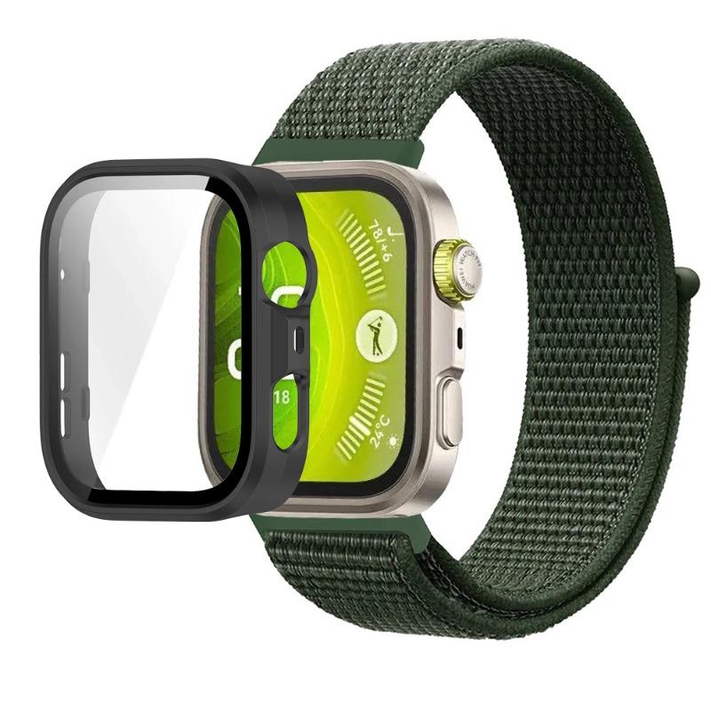 Pasek Nylonowy+Etui PC do Huawei Watch Fit 3/4/4 Pro Chroniące przed Upadkiem+Wygodna Oddychająca Opaska na Nadgarstek Correa