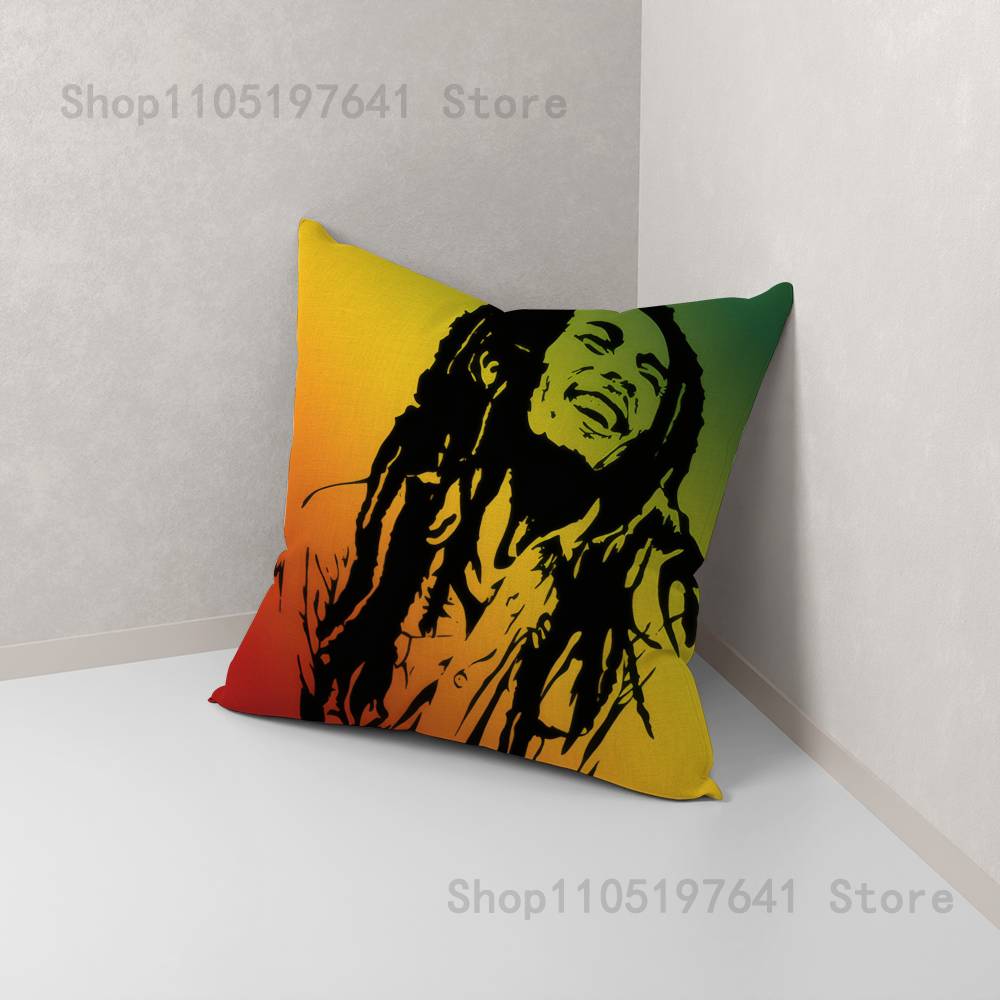 Bob Marley Rasta Lion Pillow Case For Sofa Decor Car Office Room Printing Cushion Cover Decorations and Protector
