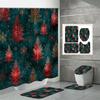 4PCS  Shower Curtain Sets With Shower Curtain And Rugs Toilet Lid Rug U Shape Mat And Bath Mat Bathroom Set  With 12 Hooks