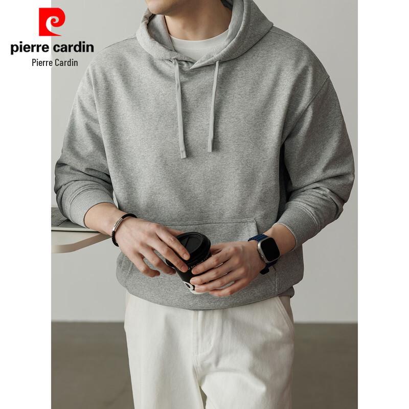 Мужская толстовка с капюшоном Pierre Cardin, 430 г, тяжелая 2XL хизер серый