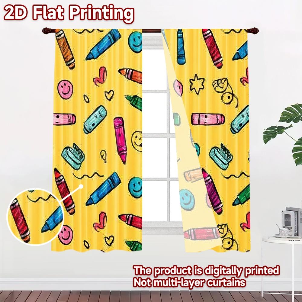 2D flat Photography Backdrop Popular Party Backdrop Crayon Doodles on Yellow 100% Polyester Anniversary Perfect for Wall and