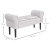 Bench Upholstered Bench with Sailcloth Fabric, Armrest Hallway Bench with Wooden Frame, Shoe Bench for Bedroom, Living Room