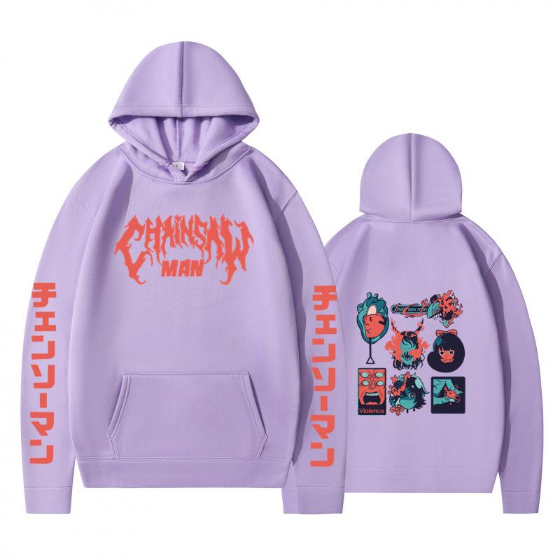 Autumn Winter Fashion Casual Hoodie Cartoon Anime Small Item Icon Double sided Printed Men's womens Loose Sports Hoodie