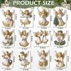 Vintage Christmas Angel Wooden Hanging Ornaments 12Pcs Rustic Wood Pendants for Xmas Tree Party Home Holiday Decor