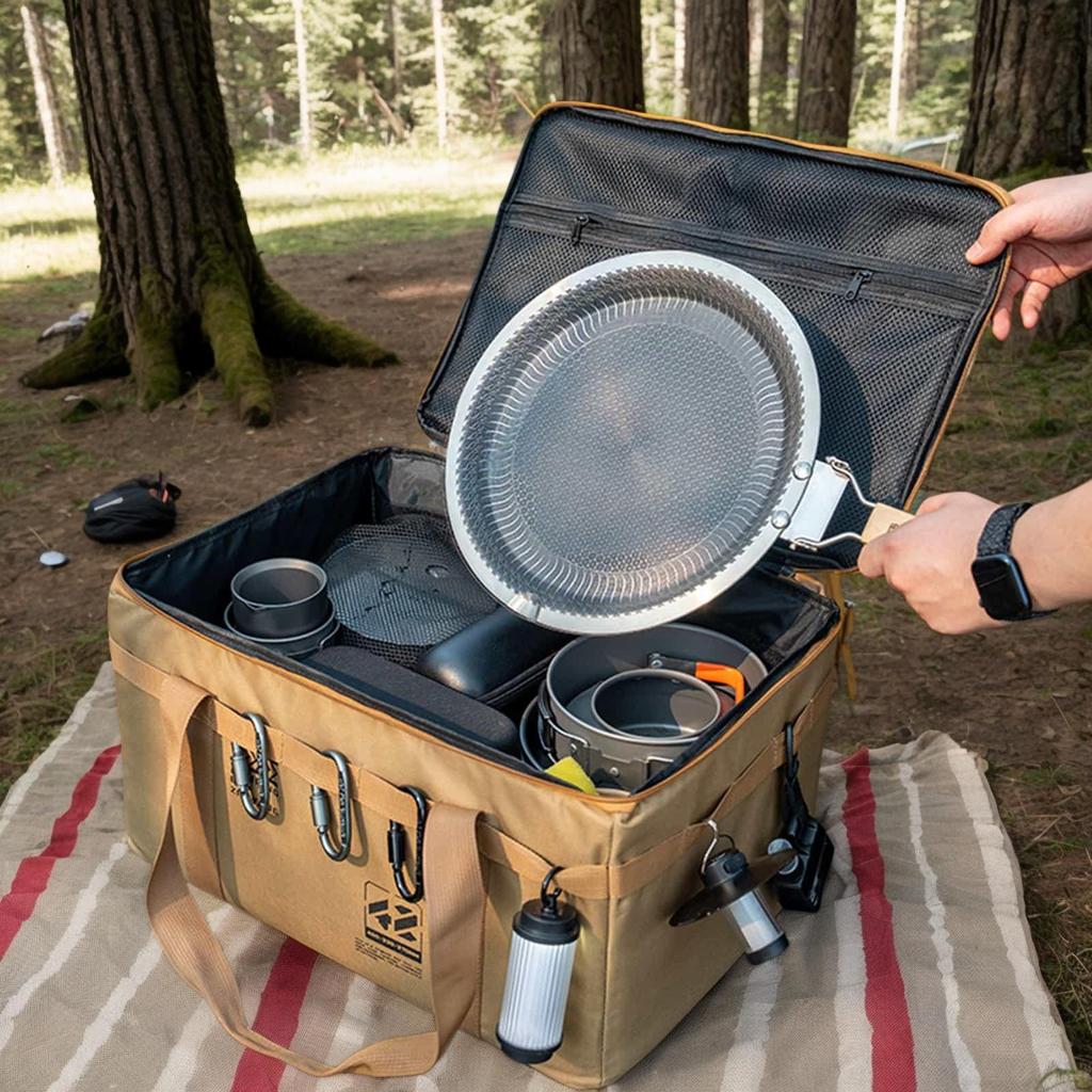 Camping Cooking Utensil Organizer 30L Large Capacity Car Trunk Storage Bag Detachable Multifunctional Camping Stove Storage Case